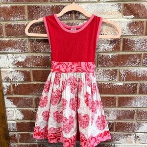 Chris N Missy Hearts Red and Pink Sleeveless Kids Dress Made In USA Cotton Bow